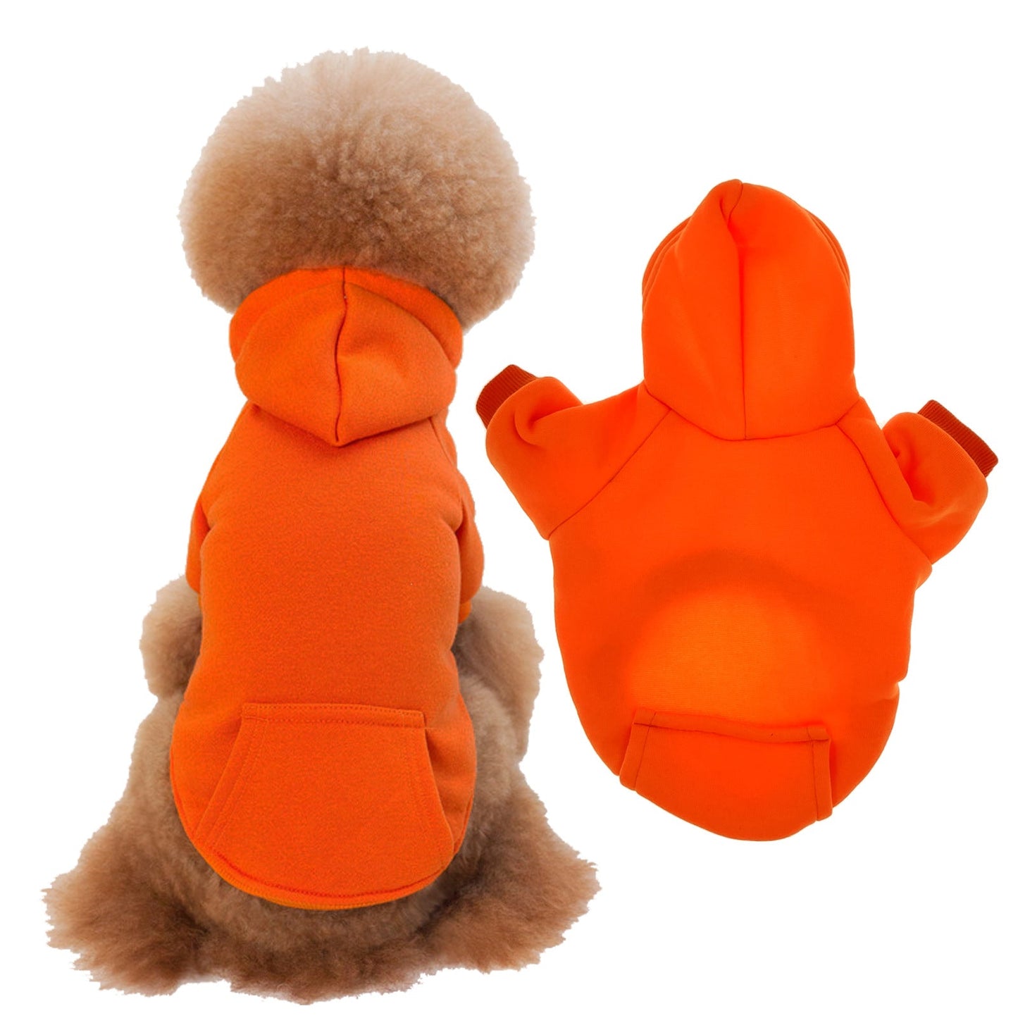 Autumn and winter pet dog clothes with hooded sweatshirt fleece fleece solid color simple - Pet Pet Gifts