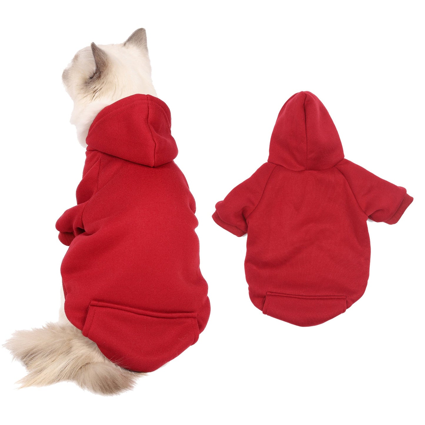Autumn and winter pet dog clothes with hooded sweatshirt fleece fleece solid color simple - Pet Pet Gifts