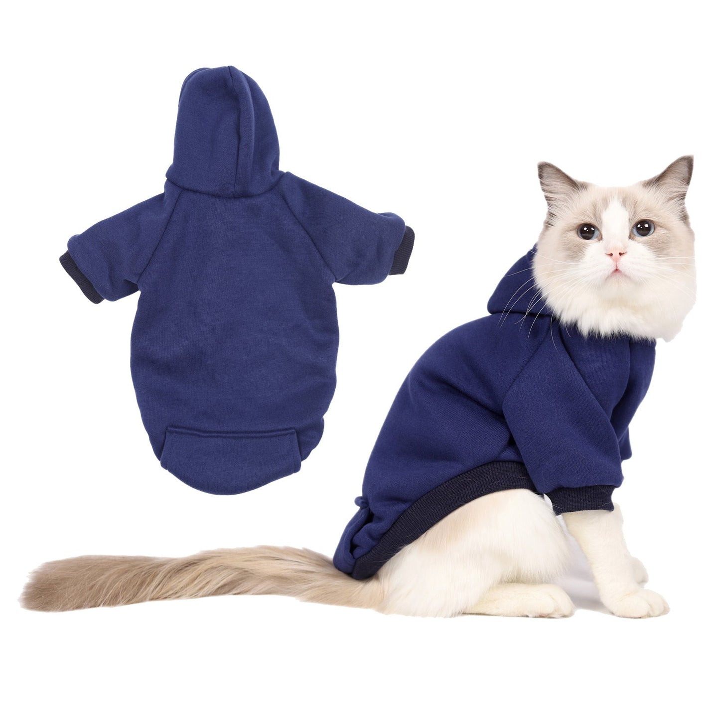 Autumn and winter pet dog clothes with hooded sweatshirt fleece fleece solid color simple - Pet Pet Gifts