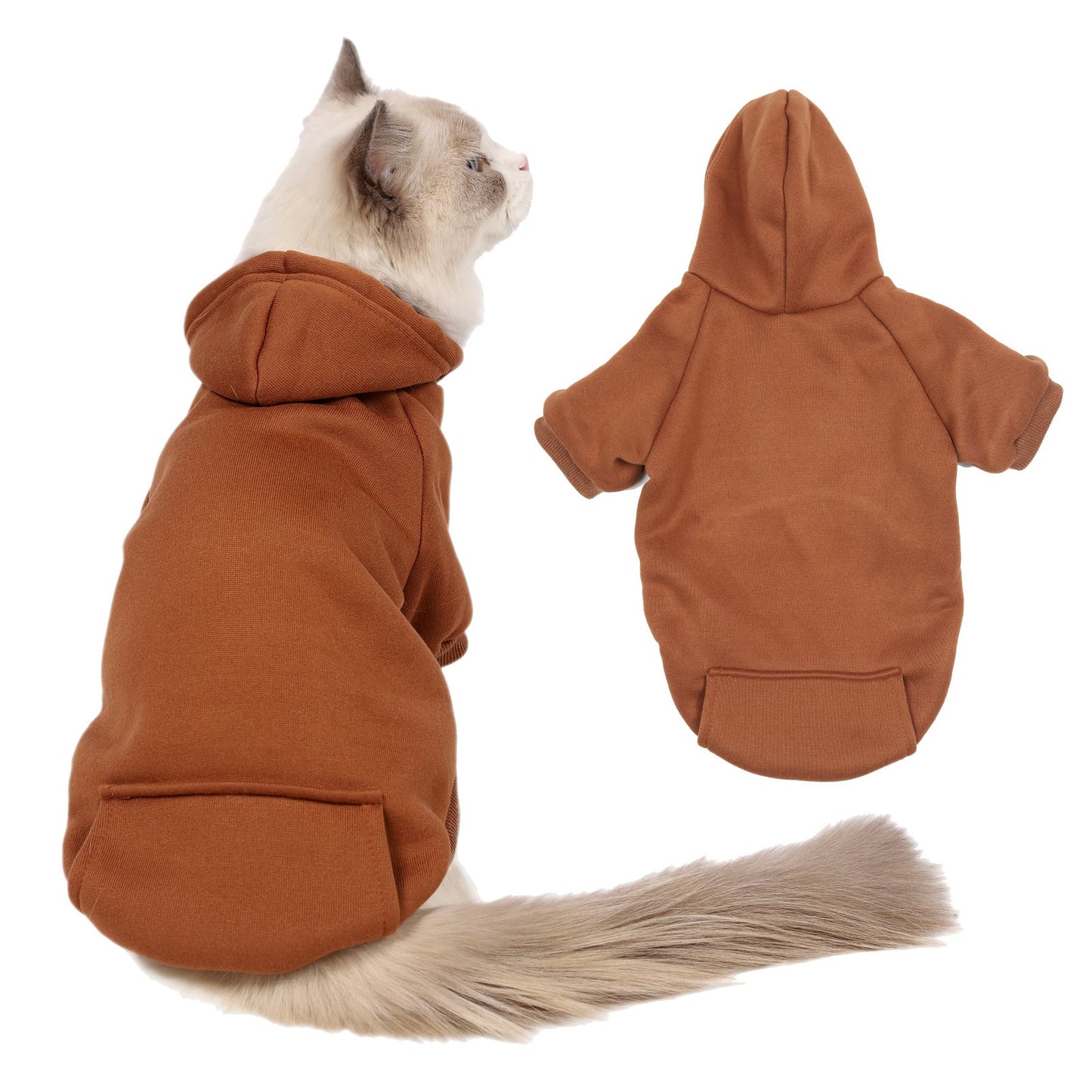 Autumn and winter pet dog clothes with hooded sweatshirt fleece fleece solid color simple - Pet Pet Gifts
