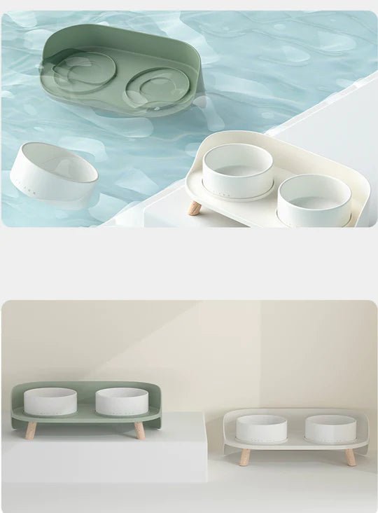 Bone China Double Cat Bowl - Pet Pet Gifts