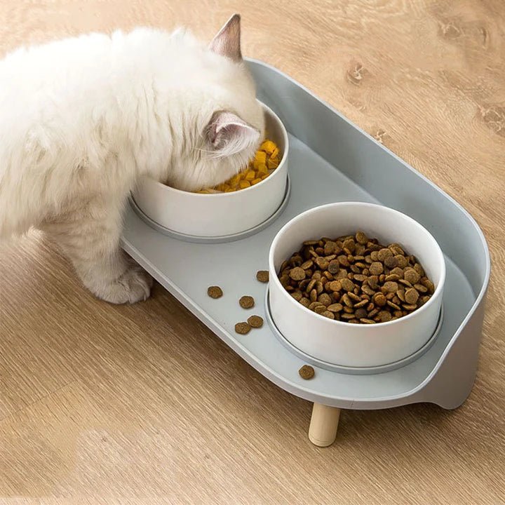 Bone China Double Cat Bowl - Pet Pet Gifts