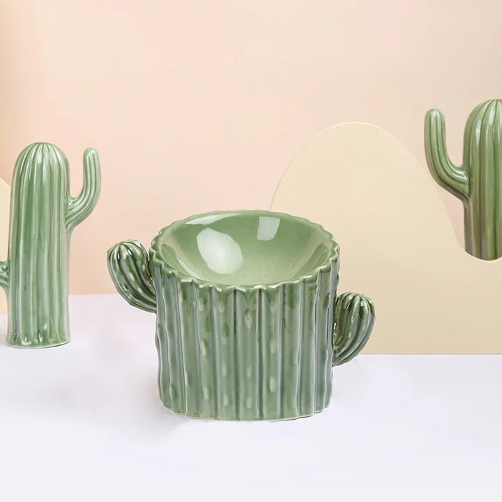 Cactus Shaped Elevated Cat Bowl - Pet Pet Gifts