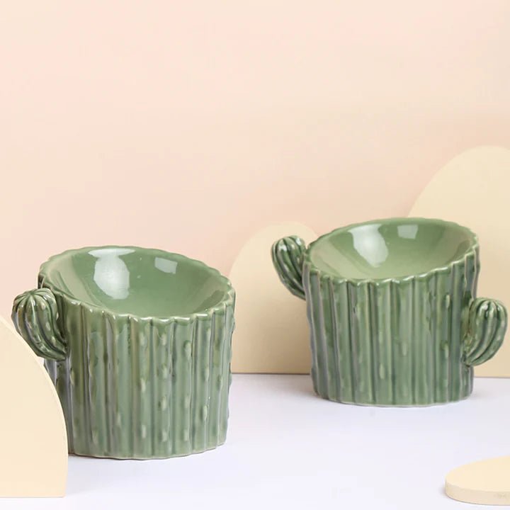 Cactus Shaped Elevated Cat Bowl - Pet Pet Gifts