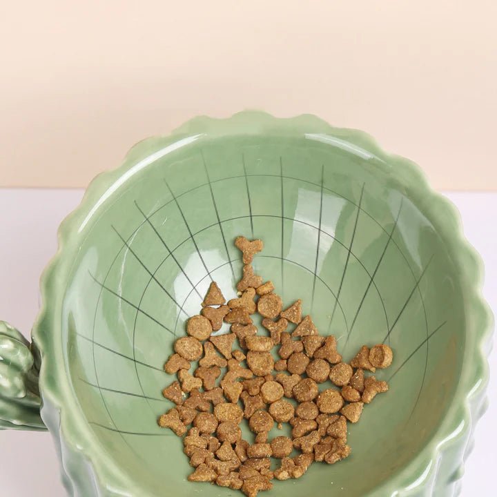 Cactus Shaped Elevated Cat Bowl - Pet Pet Gifts