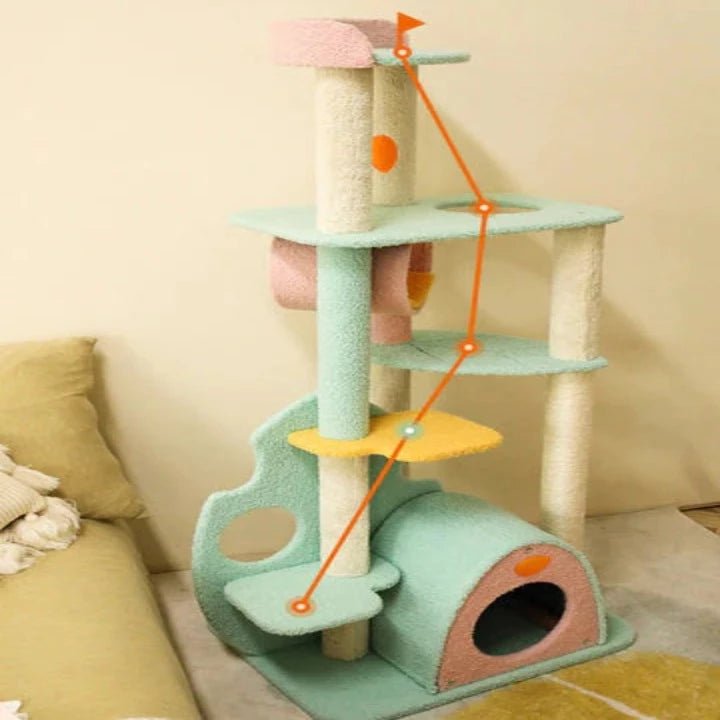 "Macaroon Party" Dreamy Cat Climbing Frame Cat Tree Sisal Post And Cat Nest - Pet Pet Gifts