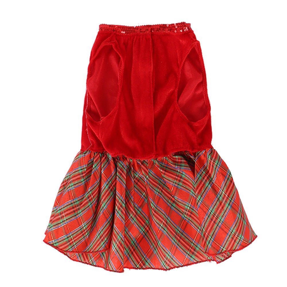 Pet Christmas Red Plaid Skirt Clothes - Pet Pet Gifts
