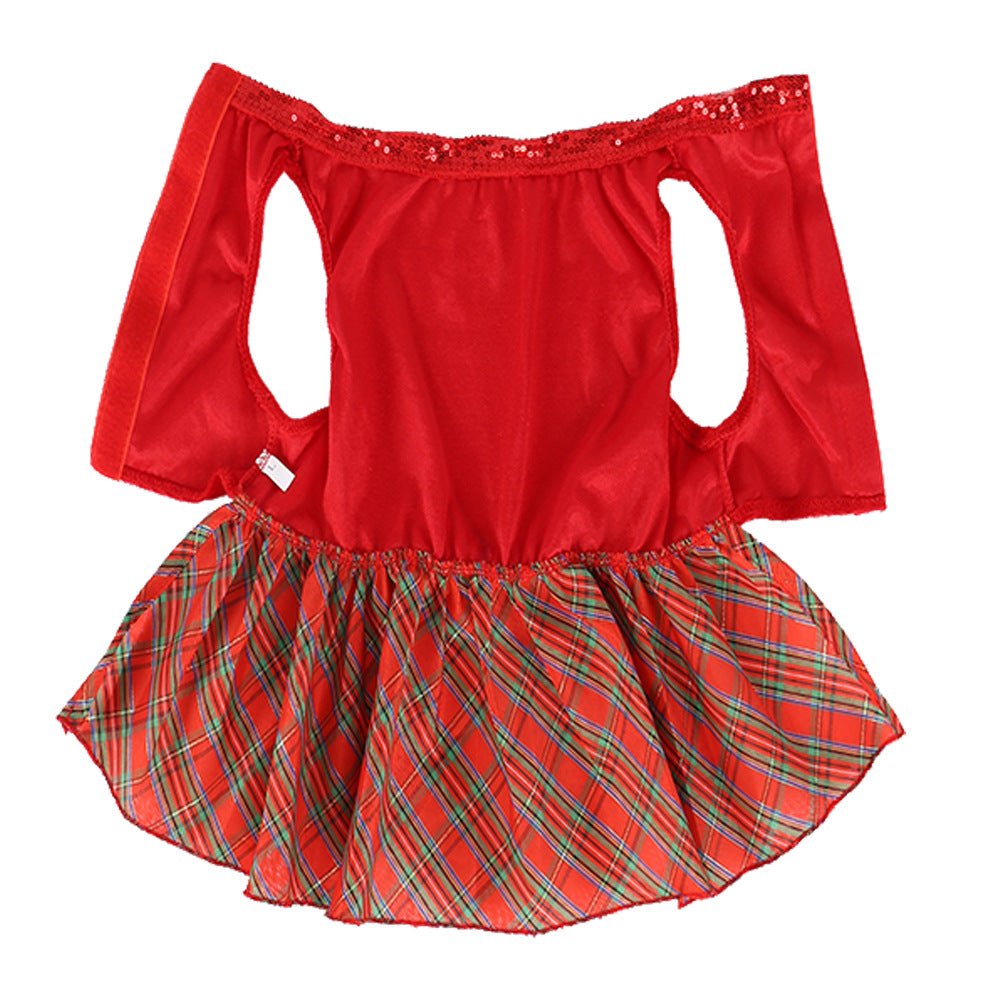 Pet Christmas Red Plaid Skirt Clothes - Pet Pet Gifts