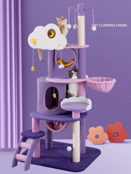 Purple Starry Moonlight Multifunctional Cat Climbing Frame - Cat Tree - Pet Pet Gifts
