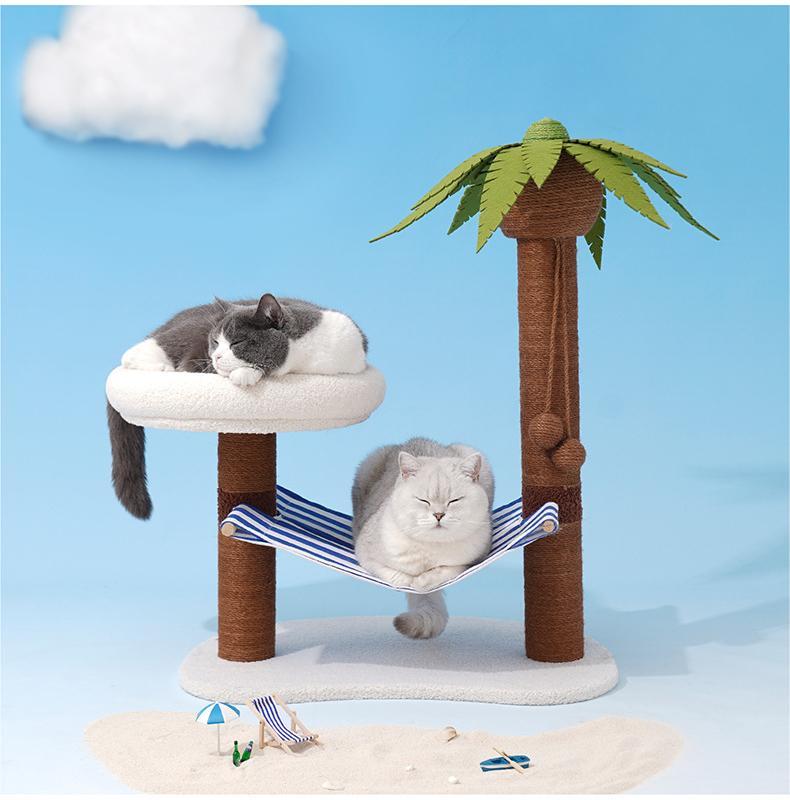 coco palm cat scratching post Coconut Island” Cat Tree – Pet Pet Gifts